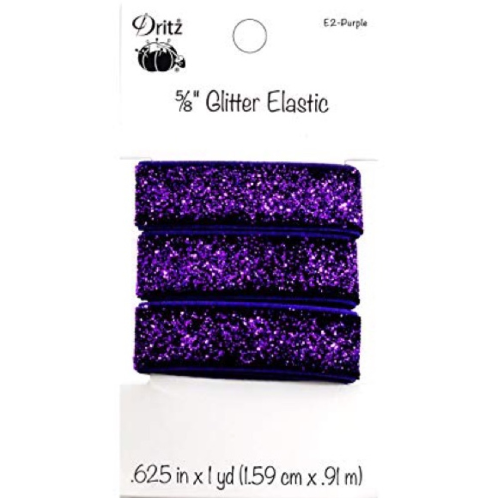 Brand New 5/8” Purple Glitter Elastic Set of 2